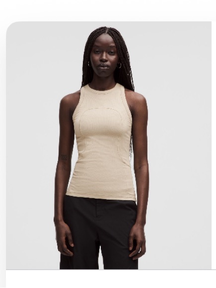 Lululemon *Slnsh Collection Ribbed Stretch-Cotton Tank Top In Mojave Tan